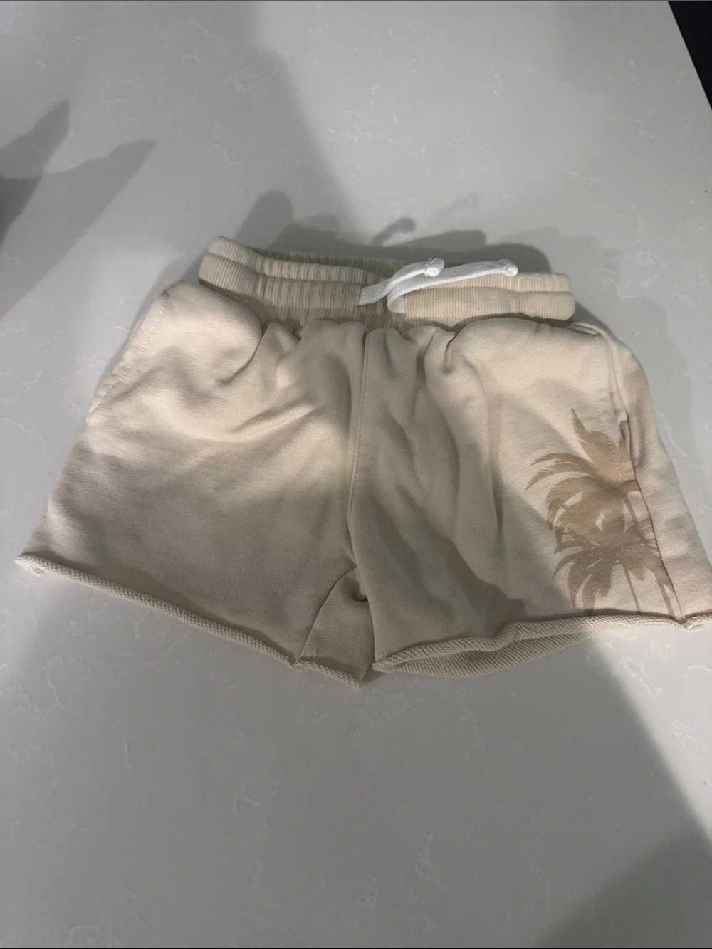 Little Bipsy Cream Palm-Print Tee & Shorts Set